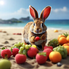 Fototapeta na wymiar rabbit and fruit