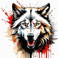 Obraz premium wolf tribal tattoo created with generative AI software