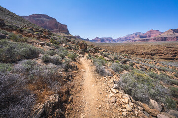 Obraz premium hiking the tonto trail in the grand canyon national park, arizona, usa