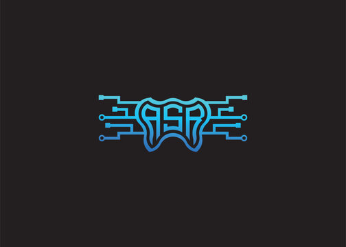 Letter ASR Modern Technology Vector Monogram Dental care shape Logo