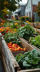 Fototapeta na wymiar a charity-organized community garden, where residents grow food and flowers together