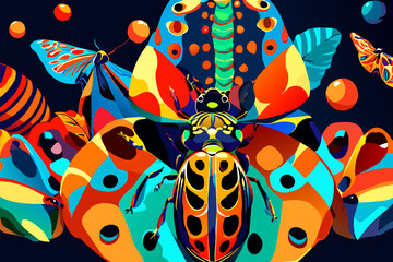 Fototapeta premium Rare and exotic insects up close. vektor icon illustation