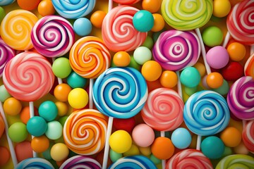 Fototapeta na wymiar Colorful rainbow lollipops background