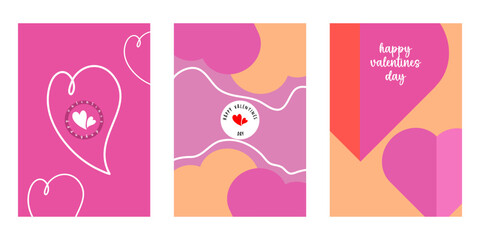 Fototapeta na wymiar Creative concept of Happy Valentines Day cards set. Modern abstract art design with hearts, geometric and liquid shapes. Templates for celebration, ads, branding, banner, cover, label, poster, sales