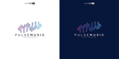 Pulse music player logo element. Logo template electronic music, equalizer, store, audio wave logo design concept. - obrazy, fototapety, plakaty