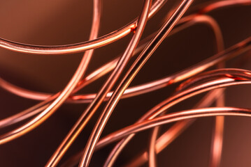 Copper wire close-up, non-ferrous metal recycling industry