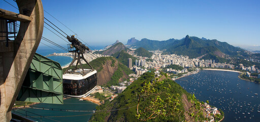 Rio de janeiro, Brazil. Sugarloaf Mountain. Cable Car. Panoramic view of the city.