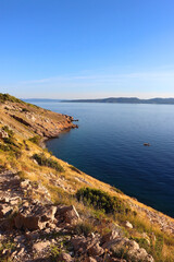 Beautiful view of Biokovo mountain and Adriatic Sea in Brela, Croatia.