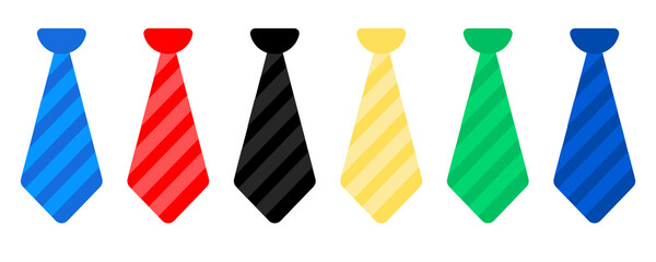 Vibrant Two colours Ties Set on Transparent Background: Stylish Tie Collection