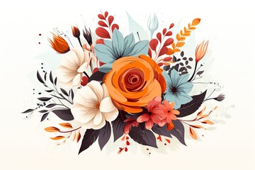 Vector of beautiful flowers on white background