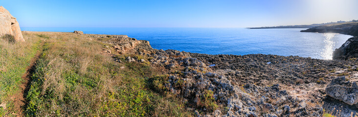 The most beautiful Apulian coast in Italy: Cala Corvino. Typical coastline near Monopoli whith...