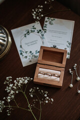 A wooden box with a picture on it. 5377