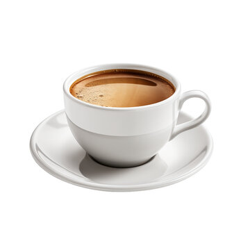 Cup of coffee with foam isolated on transparent background.