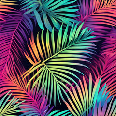 abstract background with tropical neon leaves