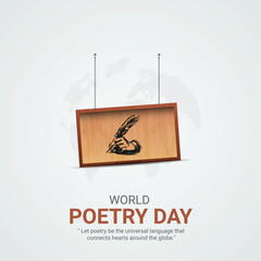 World Poetry Day creative ads design. March 21 World Poetry Day social media poster vector 3D illustration. 