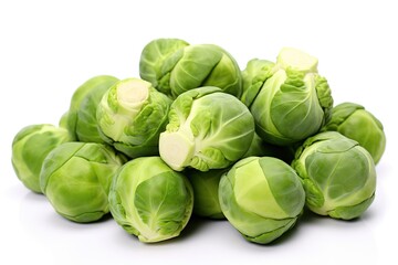 Fresh brussels sprouts isolated on white background