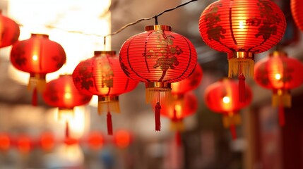 Red chinese lanterns on the street