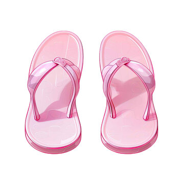 Pink Flip Flop Sandals isolated on transparent background.