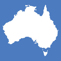 Cut out map of Australia from blue background
