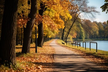 Bike path in the autumn park