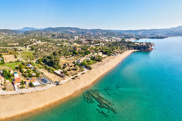 Fototapeta premium Finikounta beach and fishing village in Messinia, Greece