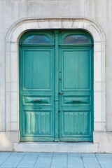 Vintage rustic doorway made in French architectural tradition from 19 century in France