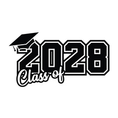 Typography Class of 2028 for greeting, invitation card. Text for graduation design, congratulation event, T-shirt, party, high school or college graduate. - obrazy, fototapety, plakaty