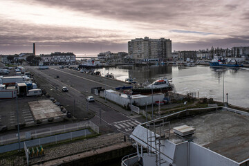 Panoramic view of the port of Saint-Nazaire in Brittany, France