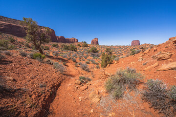 hiking in the monument valley, arizona, usa