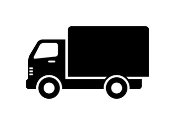 Black truck vector icon on white background - 705920776