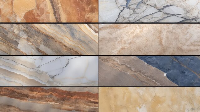 Set of marble texture background pattern with high resolution. Natural stone.