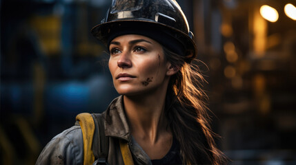 woman worker with hard hat
