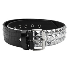 Leather belt with accessories. Belt with metal studs in the form of a pyramid. Accessories and...