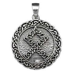 Silver pendant. Helmet of horror. Runic compass, futhark, runes, ravens and wolves of one. Viking...