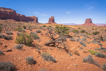 hiking in the monument valley, arizona, usa