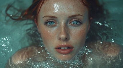  beautiful young ginger woman blue eyes portrait