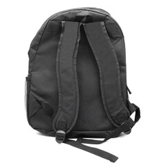 Naklejka premium Black city backpack. Rear view. Straps