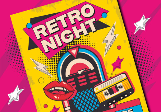 Retro Night Party Flyer Layout