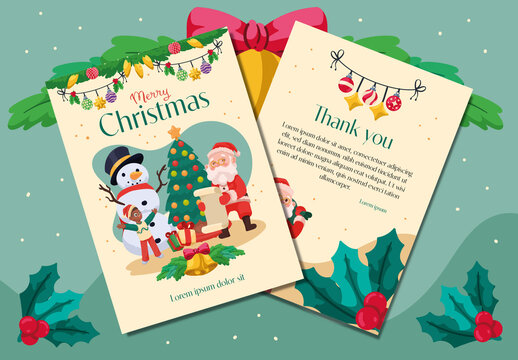 Green And Red Christmas Santa Holiday Greeting Flyer Template