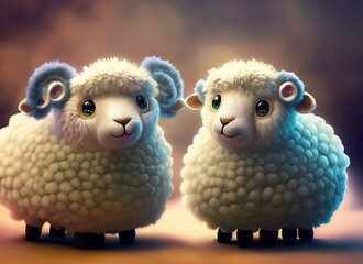 image of cheerful sheep with big eyes suitable for children or background