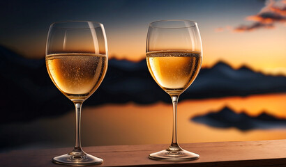 Two glasses of wine outdoors.