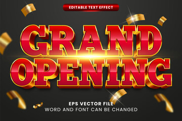 Grand opening red and gold 3d editable vector text effect