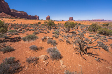 hiking in the monument valley, arizona, usa