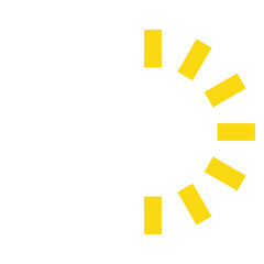 Transparent PNG of a hazy sun symbol as used on weather maps shown on television weather forecasts. It consists of a white cloud with rays of sun appearing - obrazy, fototapety, plakaty