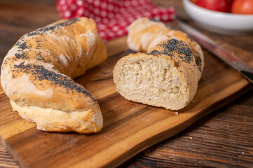 Yeast breast baguette with poppy seeds