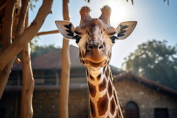 Young giraffe at the zoo