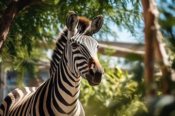 Young zebra in the zoo