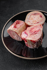 raw bone food fresh bone marrow healthy eating cooking appetizer meal food snack on the table copy space food background rustic top view