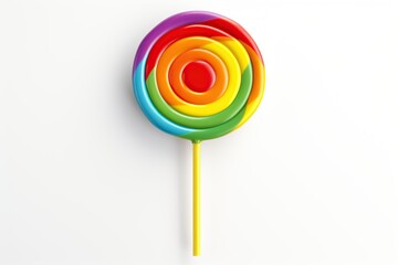Colorful rainbow lollipop on white background