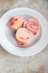 raw bone food fresh bone marrow healthy eating cooking appetizer meal food snack on the table copy space food background rustic top view
